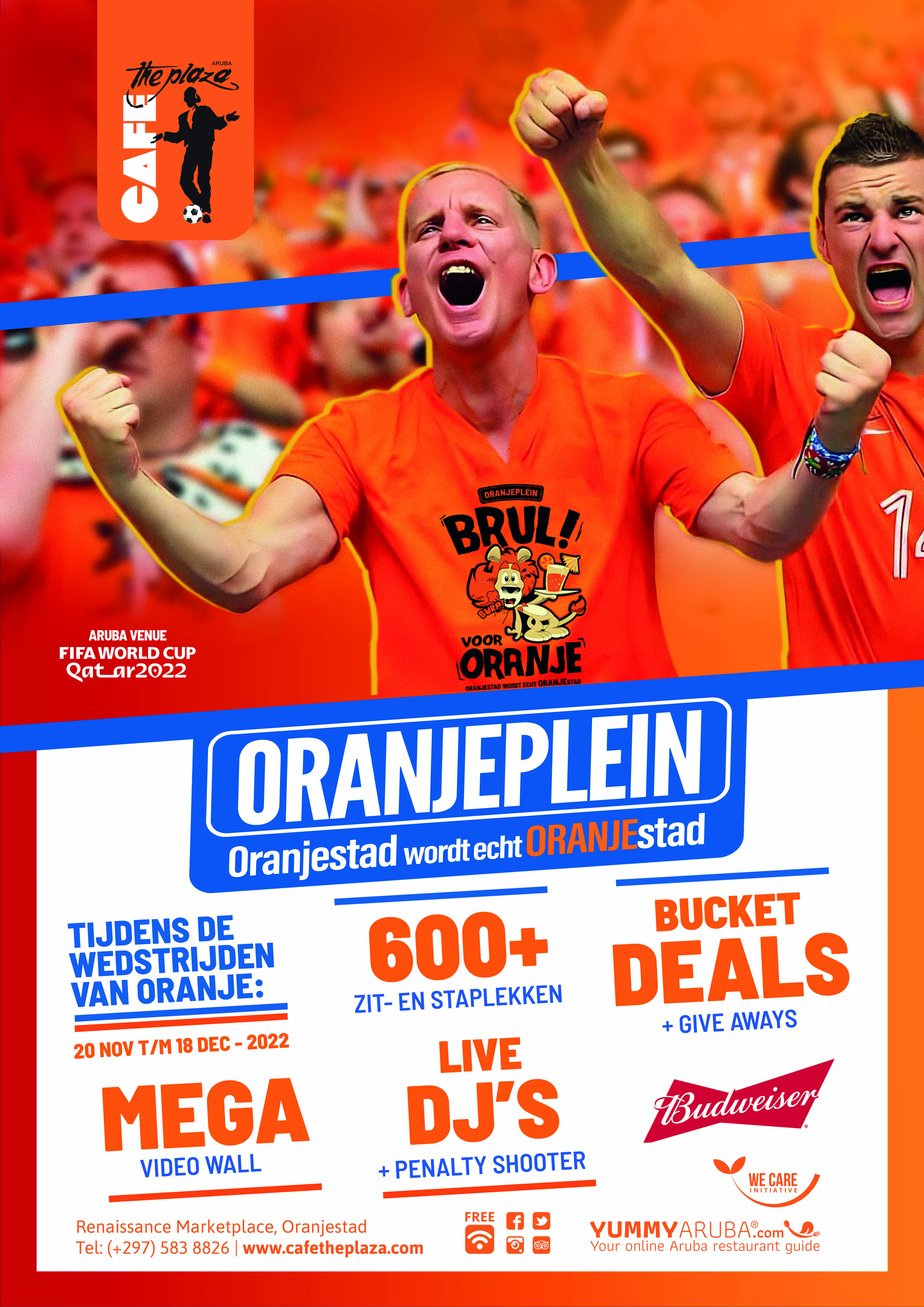 oranjeplein.party.FIFA.world cup.screens.good time. drinks. giveaways.