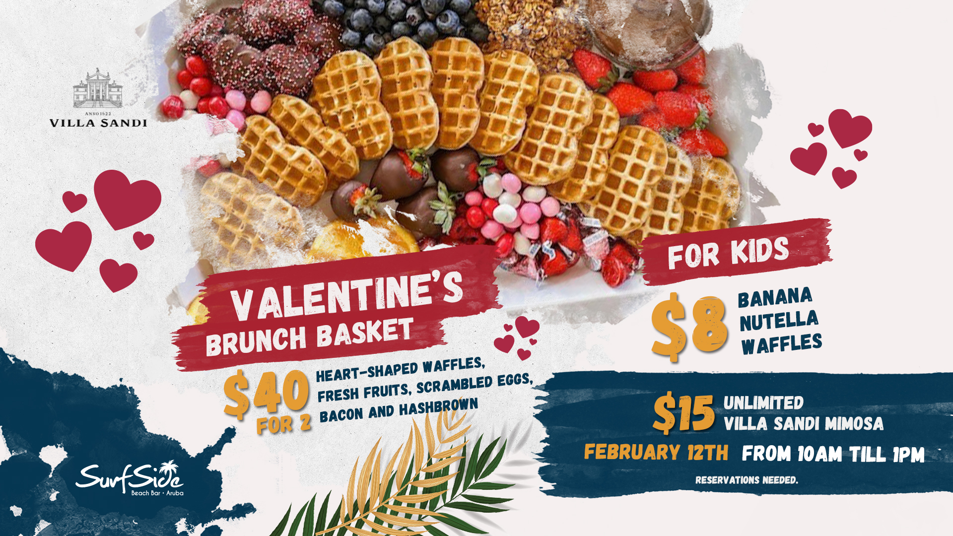 Celebrate your Valentine with a stunning postcard view accompanied by a delicious Valentine’s brunch basket! Surfside Beach Bar is offering a unique beachside experience